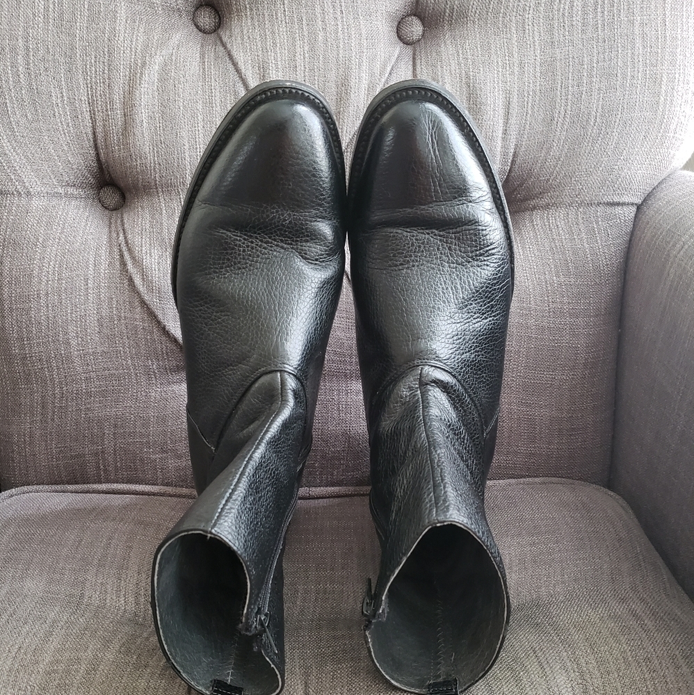 📍La BARCA Men's Leather Black Boots Cowboy